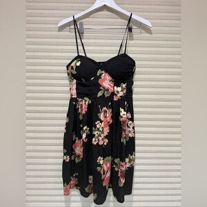 Black Floral Spaghetti-Strap Dress